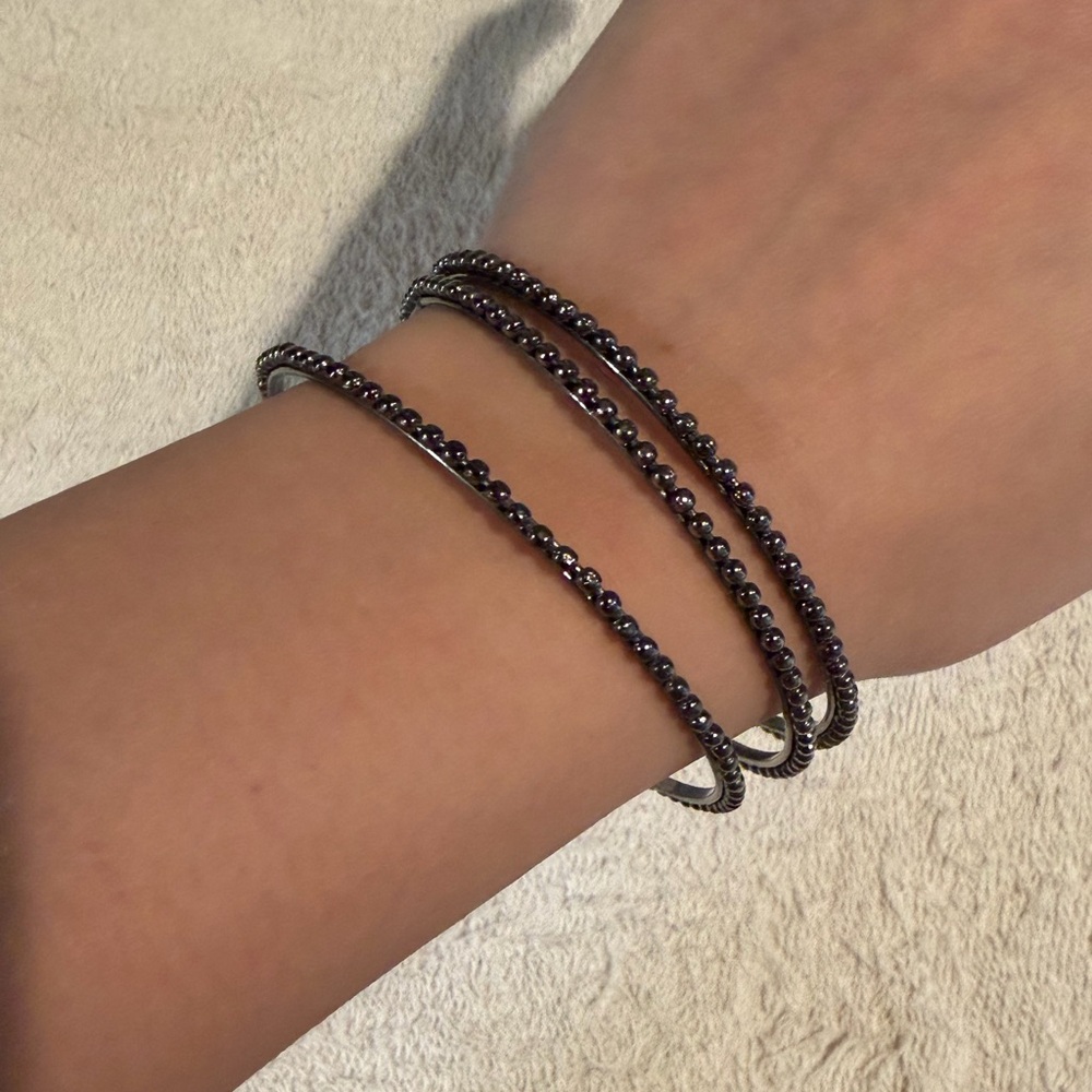 SET of 3 Elegant Black Beaded Bracelets